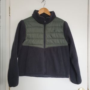 Zyia Fleece Full Zip Jacket Women's S Black And Green